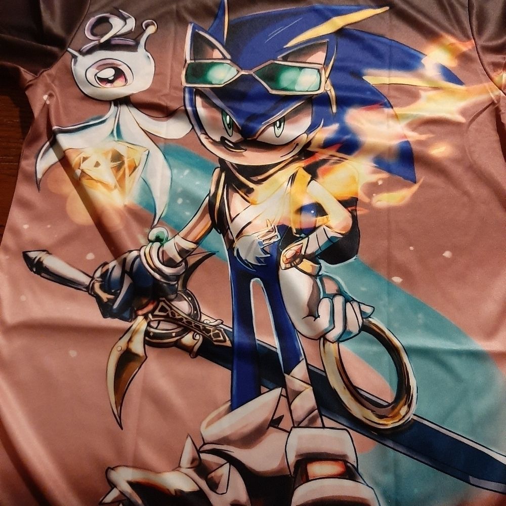 New Sonic Hedgehog Flame 3d Screen Print Shirt Youth Kids Medium - Picture 3 of 4